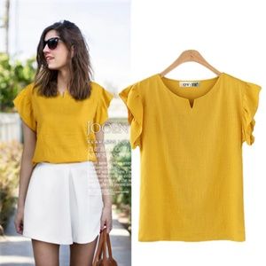 Yellow top ladies fashion comfortable work shirt